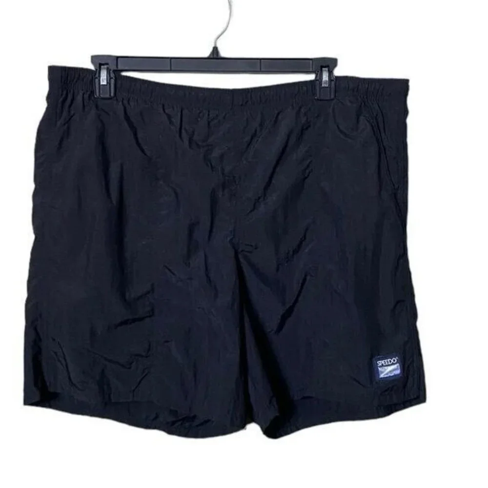 Speedo Men’s Swim‎ Trunks Size Large Pockets Drawstring Navy Blue Beach V…